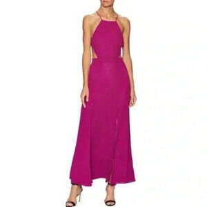 Halter Maxi Dress Cutout Slit Formal Party Cocktail Evening Gown